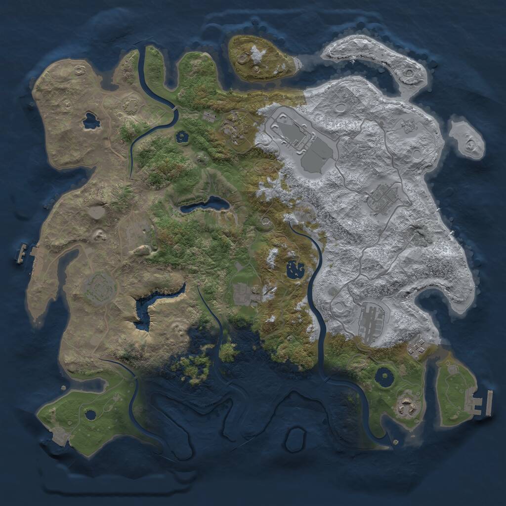 Rust Map: Procedural Map, Size: 4000, Seed: 832361823, 16 Monuments
