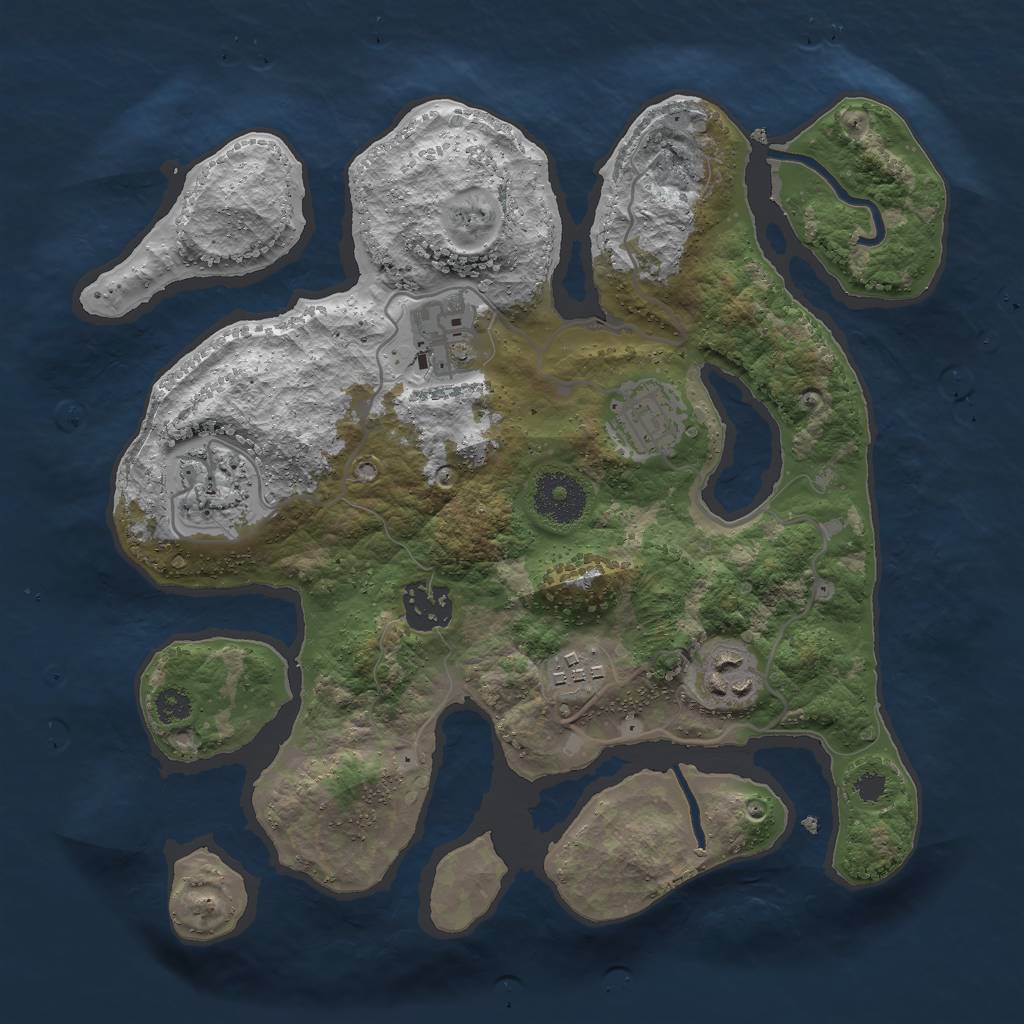 Rust Map: Procedural Map, Size: 3000, Seed: 7417114, 8 Monuments