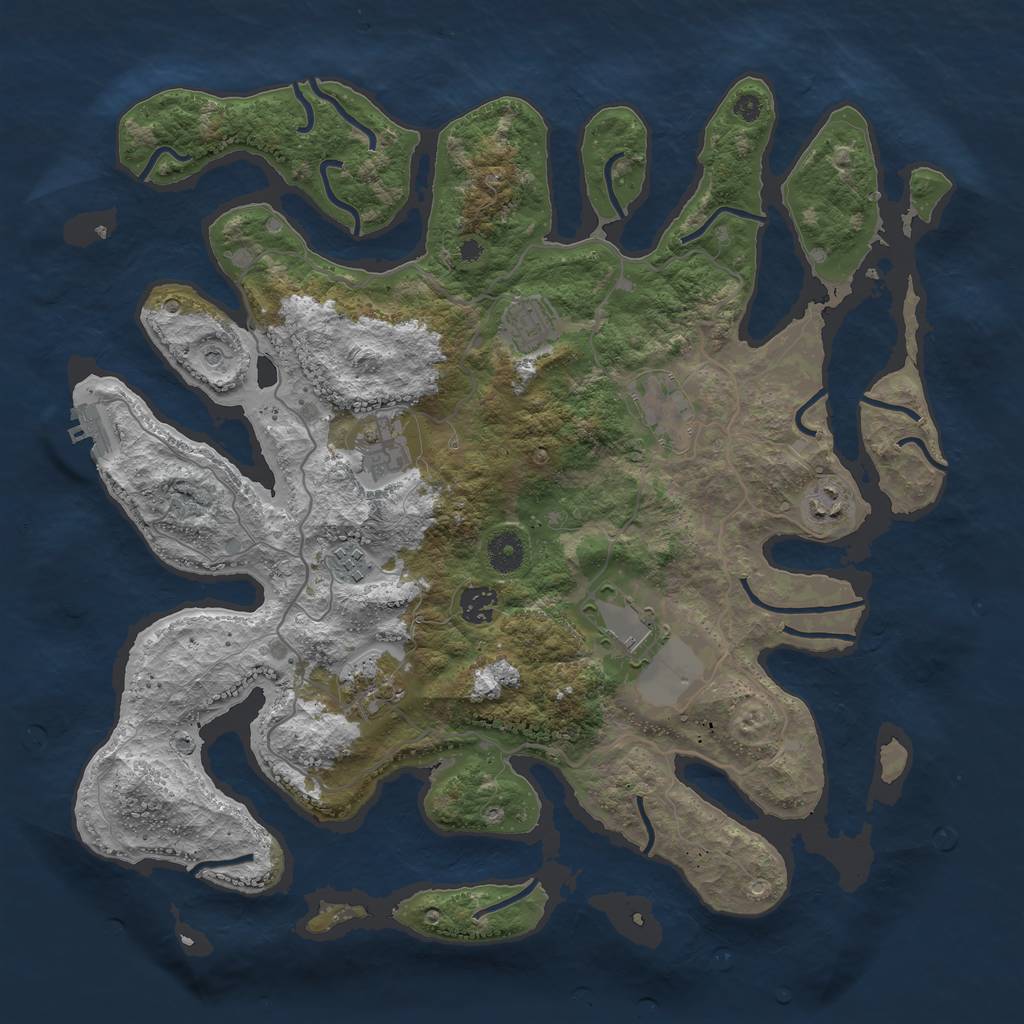 Rust Map: Procedural Map, Size: 4000, Seed: 1031444976, 12 Monuments