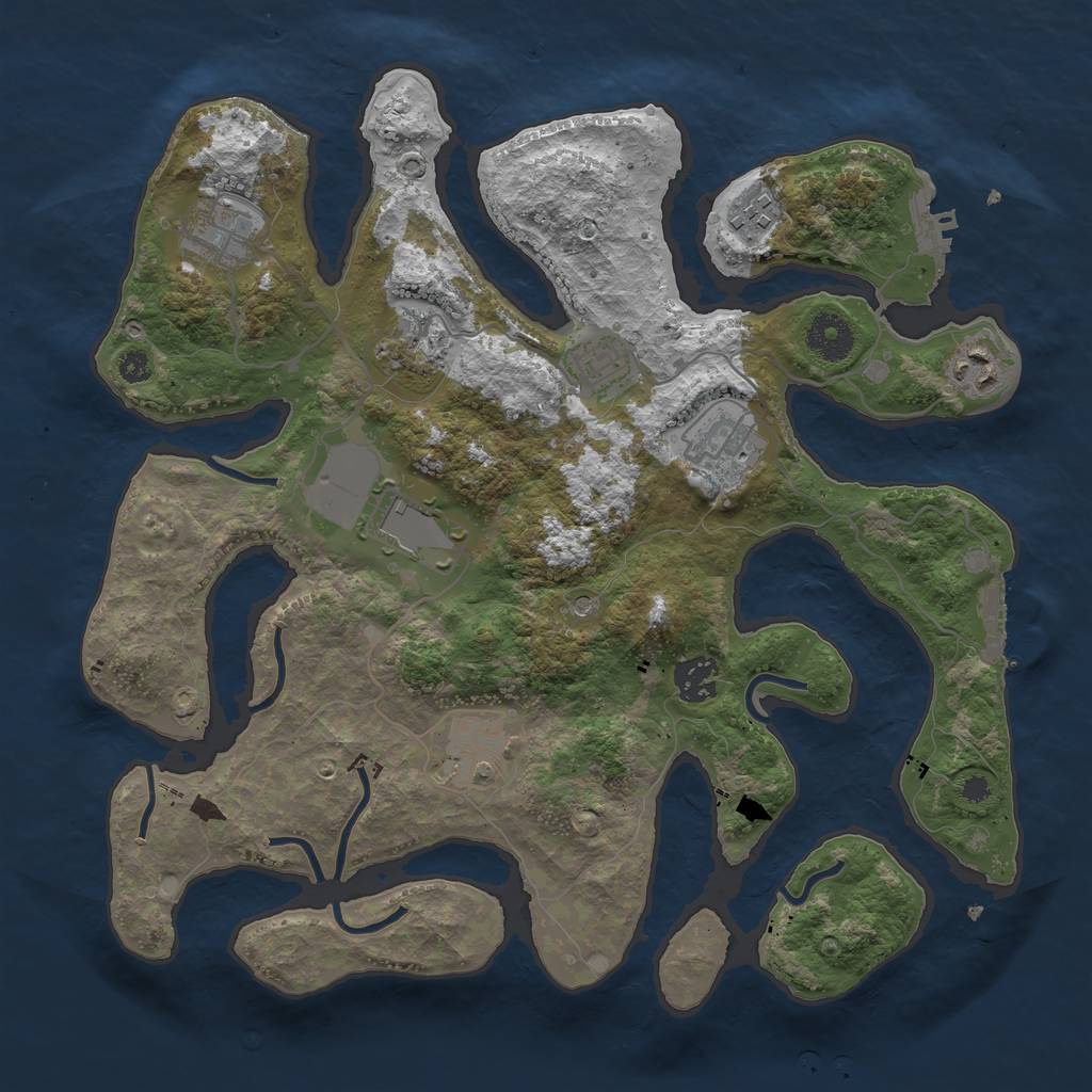 Rust Map: Procedural Map, Size: 3500, Seed: 162280, 14 Monuments