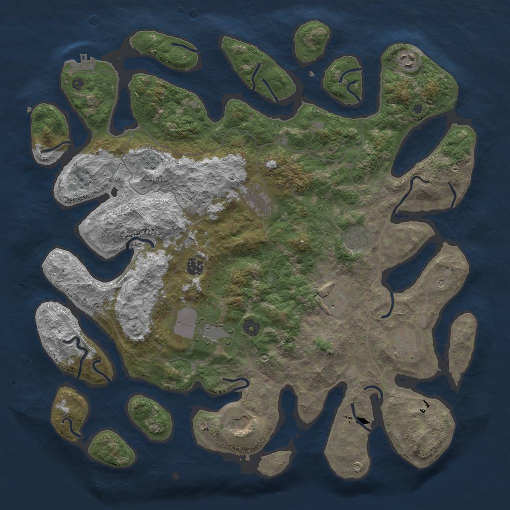 Rust Map: Procedural Map, Size: 4500, Seed: 434196, 13 Monuments