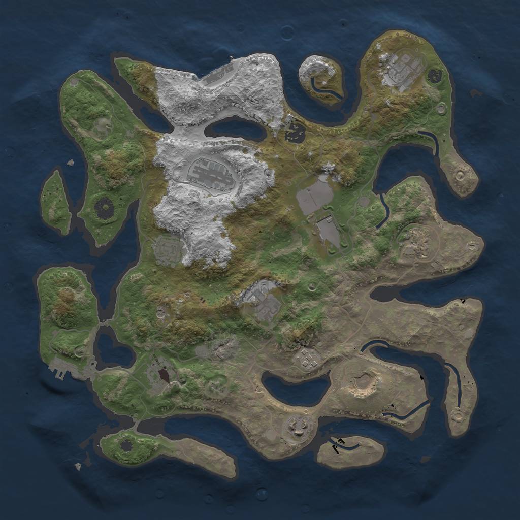 Rust Map: Procedural Map, Size: 3750, Seed: 1882401847, 16 Monuments