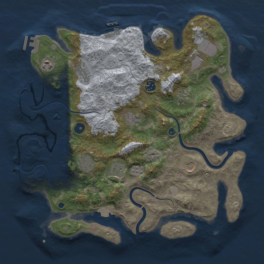 Rust Map: Procedural Map, Size: 3750, Seed: 1882401847, 16 Monuments
