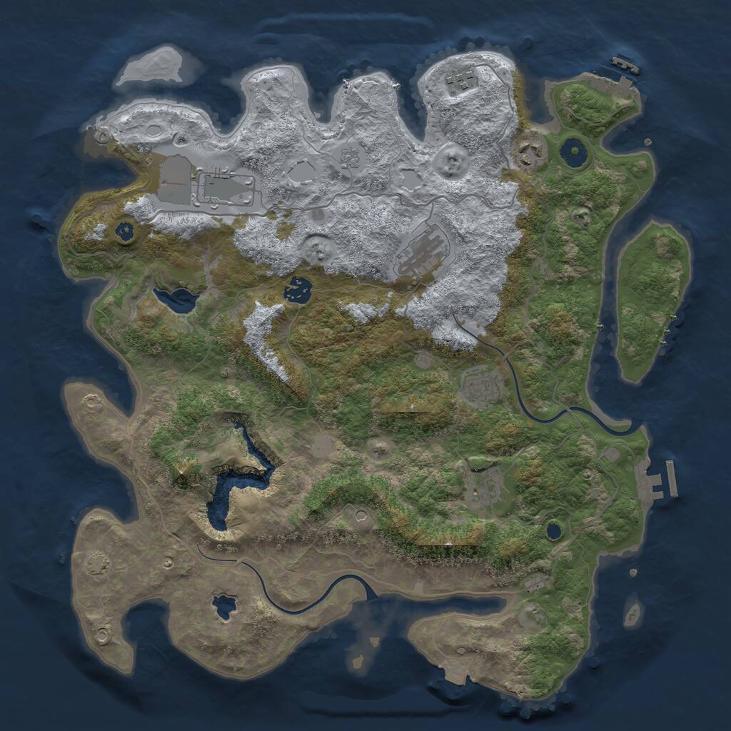 Rust Map: Procedural Map, Size: 4000, Seed: 429288332, 13 Monuments