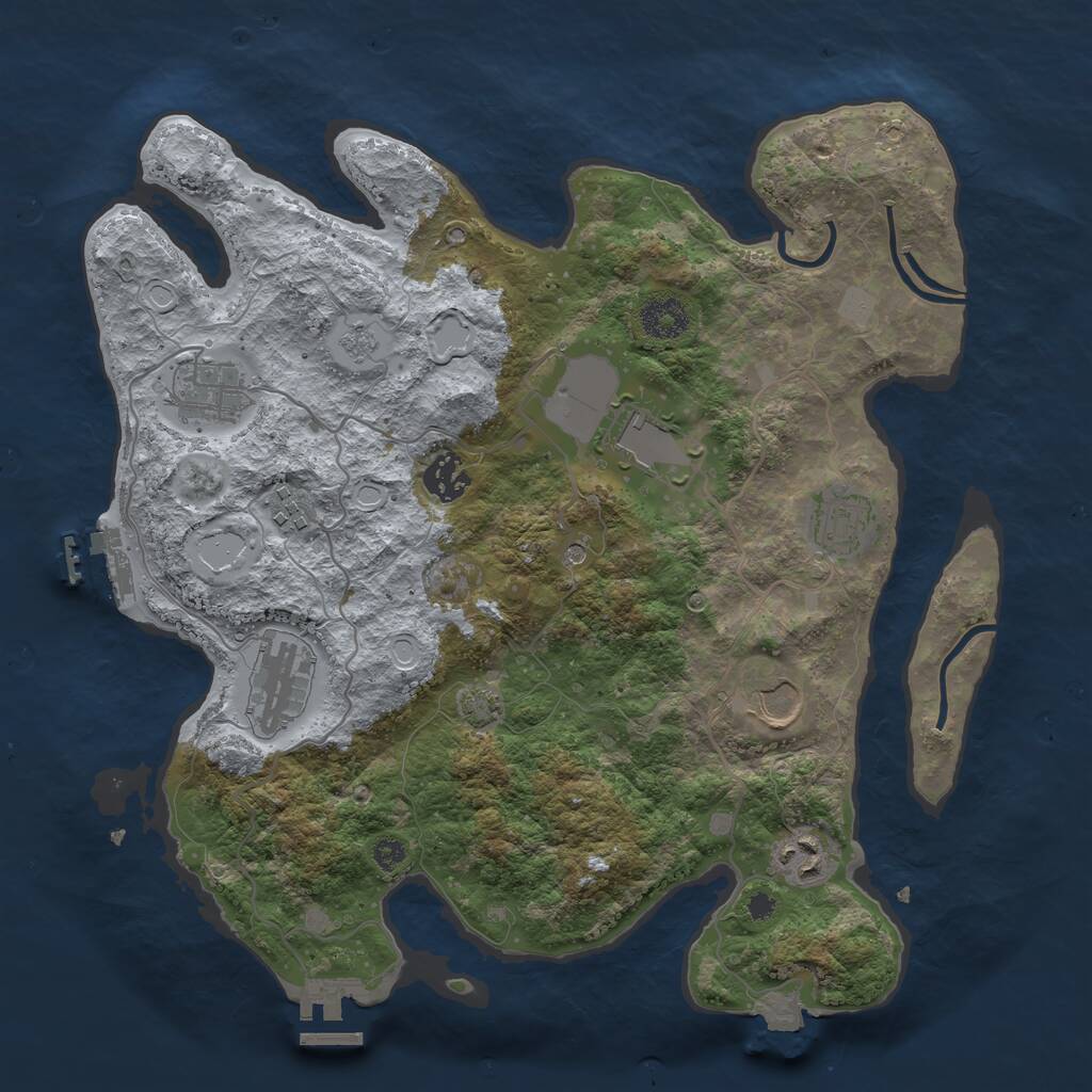 Rust Map: Procedural Map, Size: 3500, Seed: 1141526055, 14 Monuments