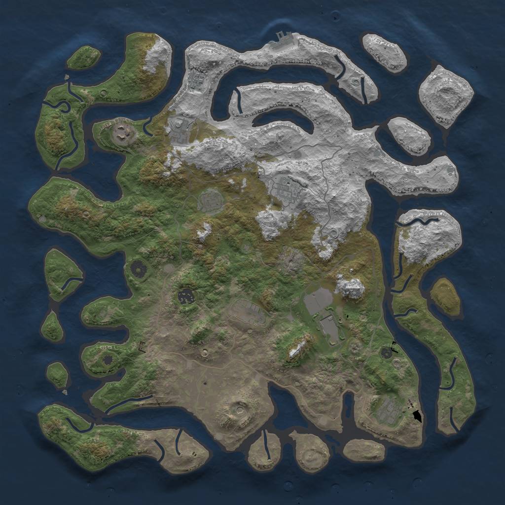 Rust Map: Procedural Map, Size: 4596, Seed: 84398743, 13 Monuments