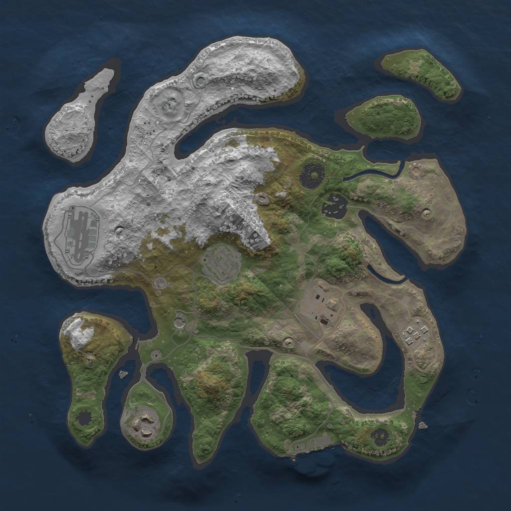 Rust Map: Procedural Map, Size: 3000, Seed: 883436074, 10 Monuments