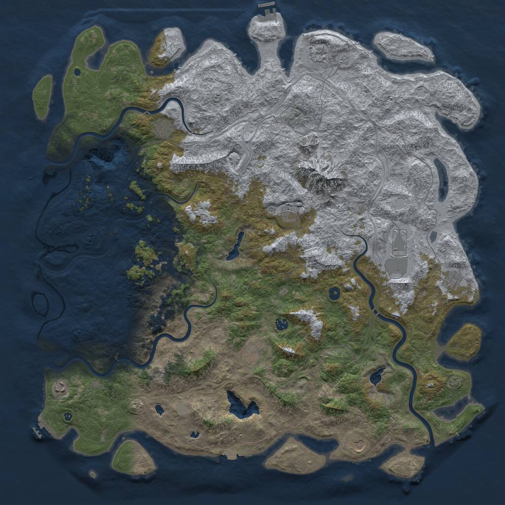 Rust Map: Procedural Map, Size: 6000, Seed: 67941929, 17 Monuments