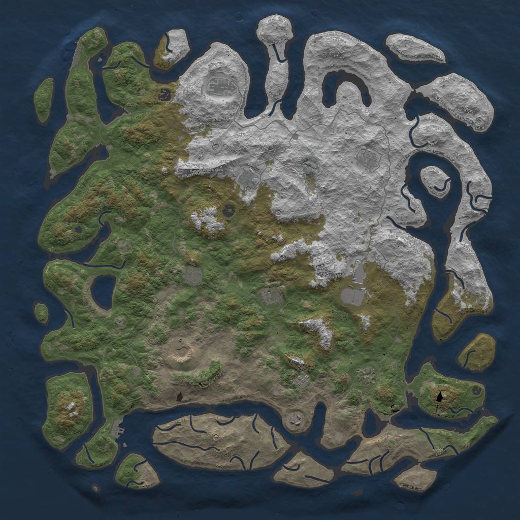 Rust Map: Procedural Map, Size: 6000, Seed: 67941929, 16 Monuments