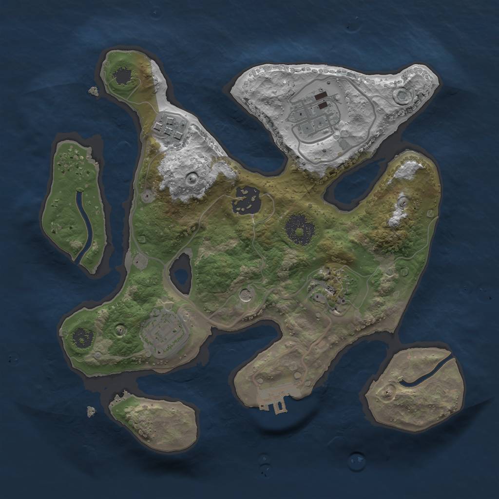 Rust Map: Procedural Map, Size: 2500, Seed: 453156, 9 Monuments