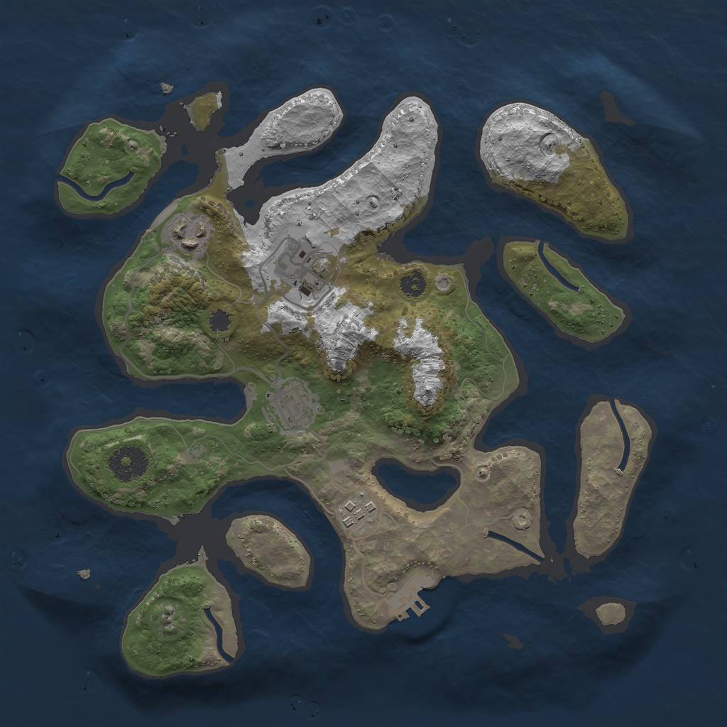 Rust Map: Procedural Map, Size: 3000, Seed: 2420980, 7 Monuments