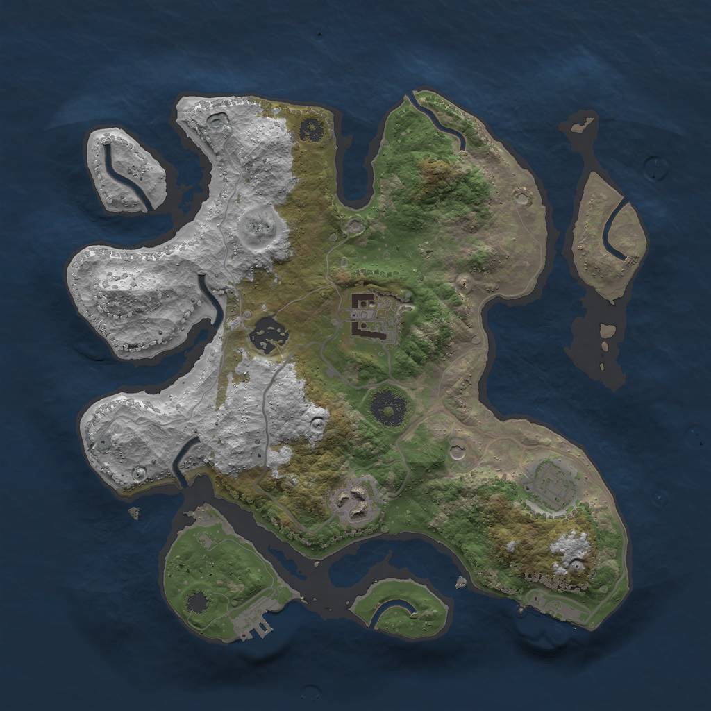 Rust Map: Procedural Map, Size: 3000, Seed: 156542, 9 Monuments