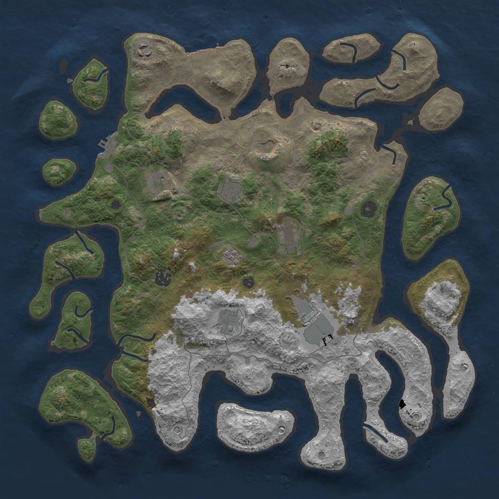 Rust Map: Procedural Map, Size: 4500, Seed: 224453908, 14 Monuments