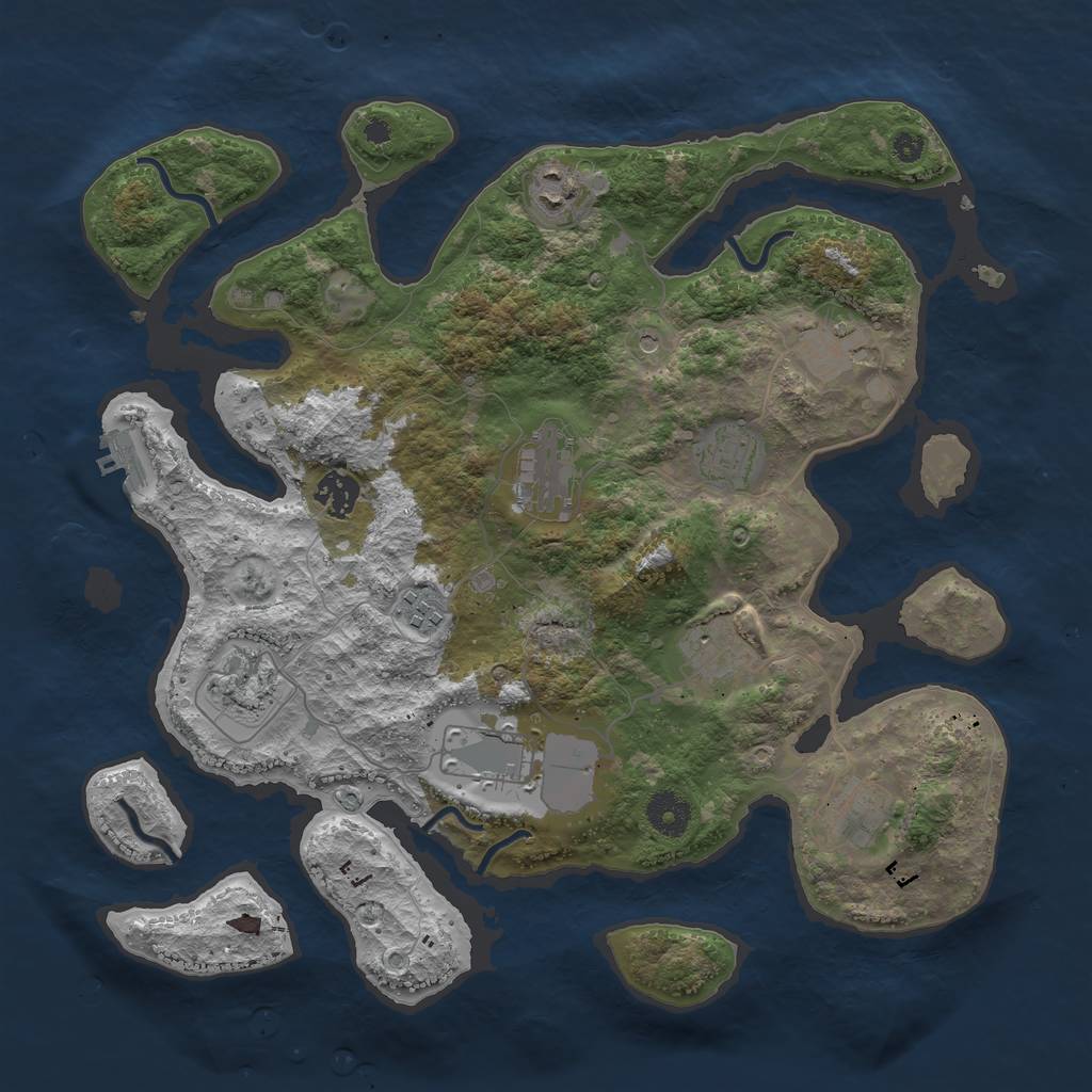 Rust Map: Procedural Map, Size: 3700, Seed: 46779991, 14 Monuments