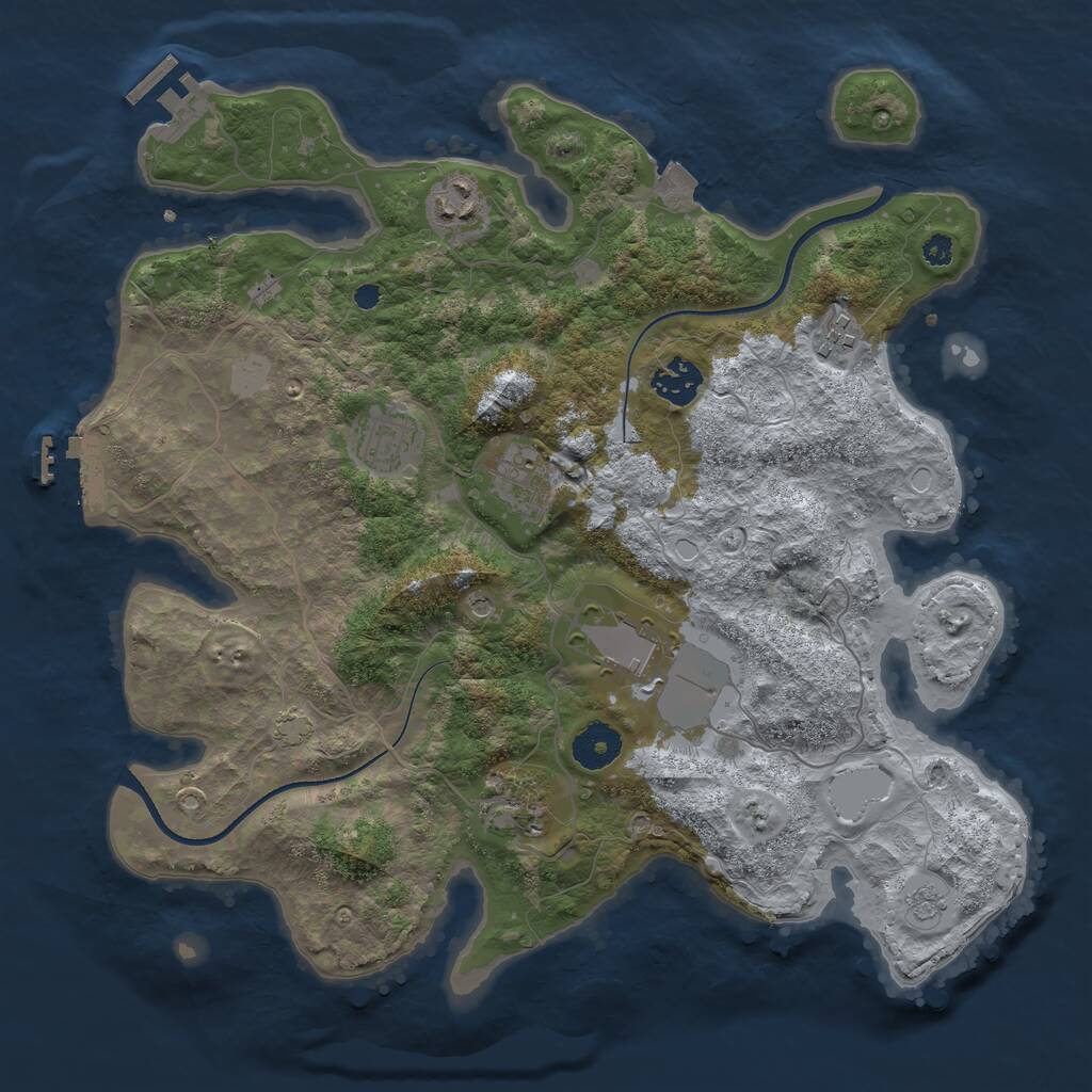 Rust Map: Procedural Map, Size: 3500, Seed: 2003799998, 13 Monuments