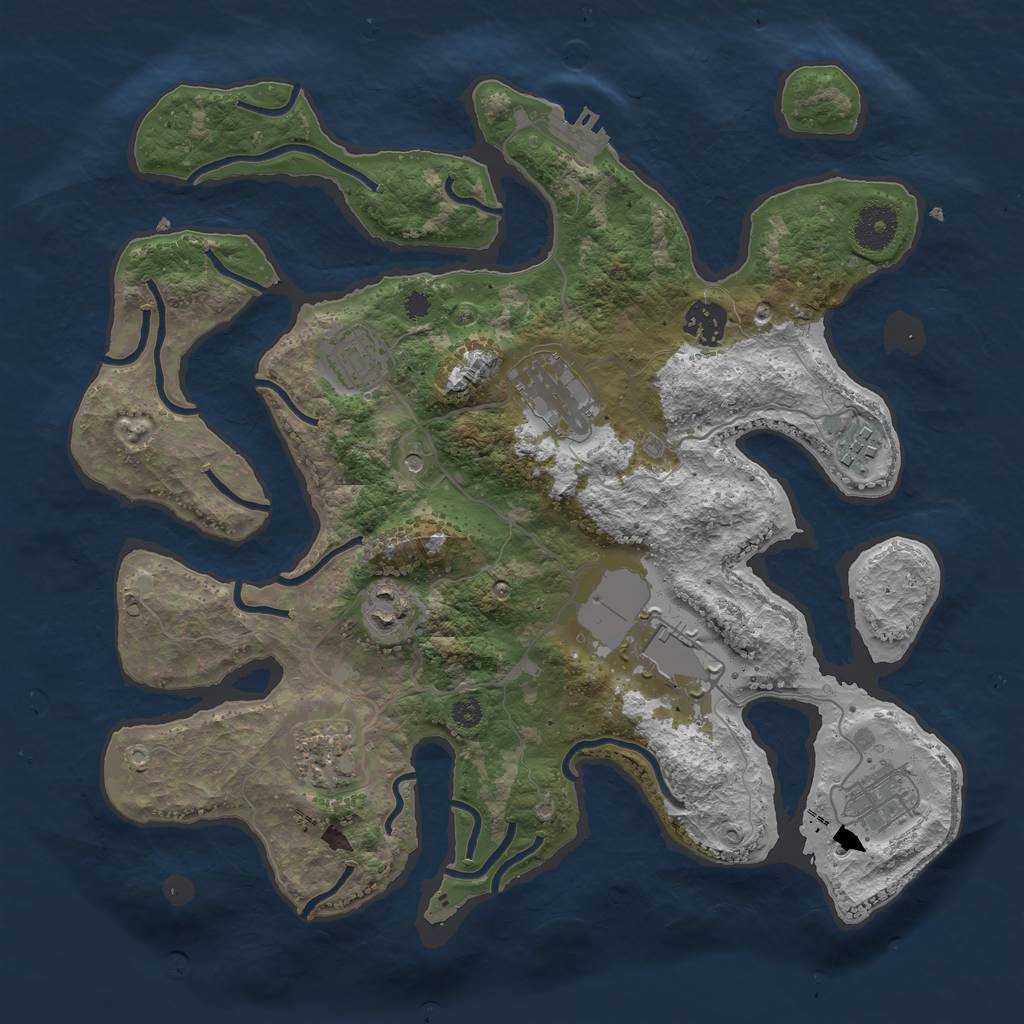 Rust Map: Procedural Map, Size: 3500, Seed: 2003799998, 12 Monuments