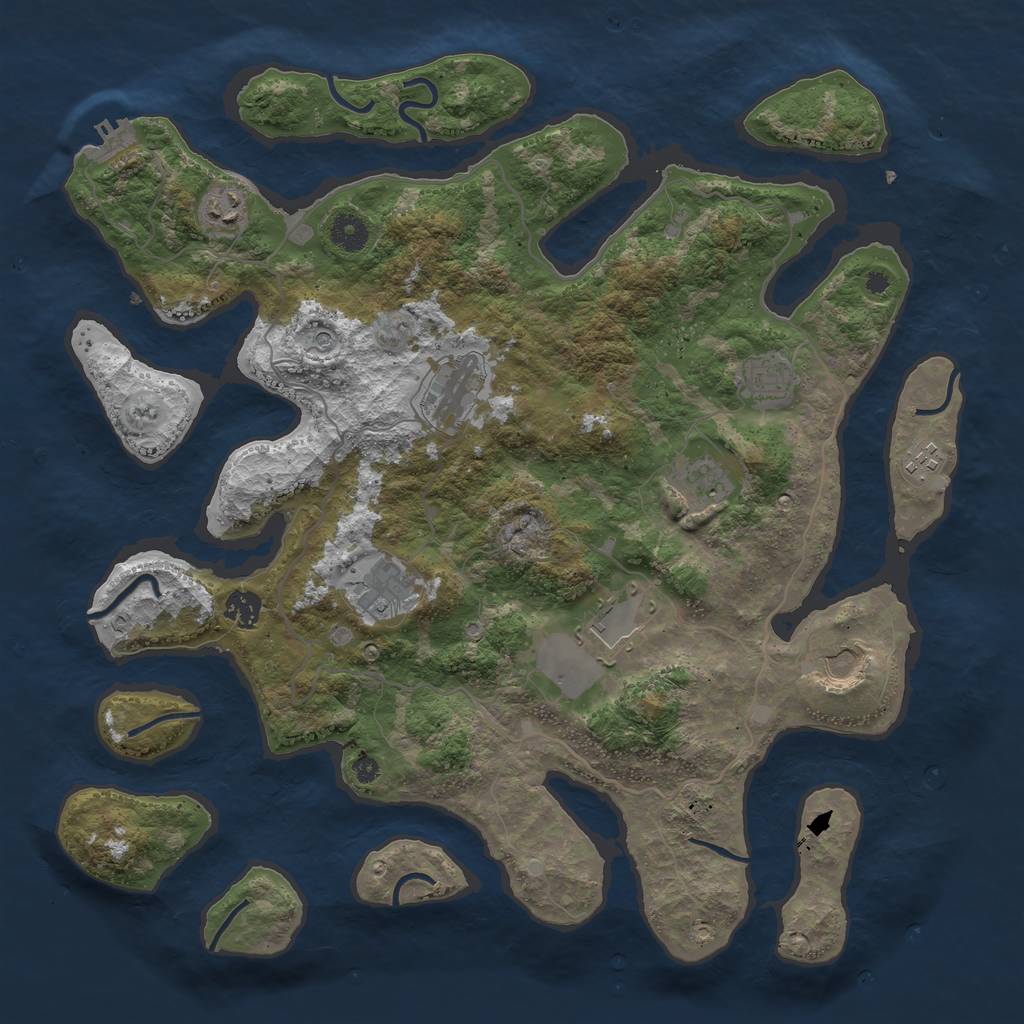 Rust Map: Procedural Map, Size: 4096, Seed: 12934, 13 Monuments