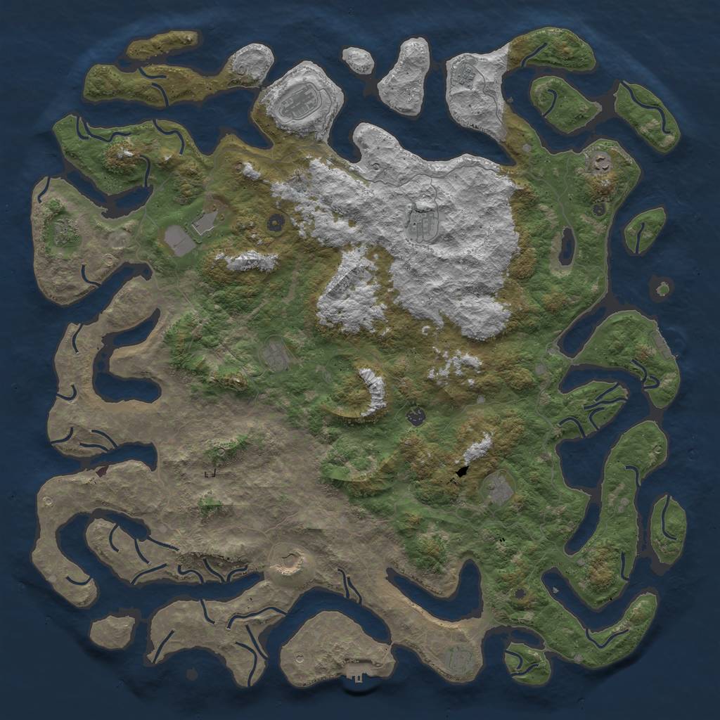 Rust Map: Procedural Map, Size: 6000, Seed: 8719, 16 Monuments