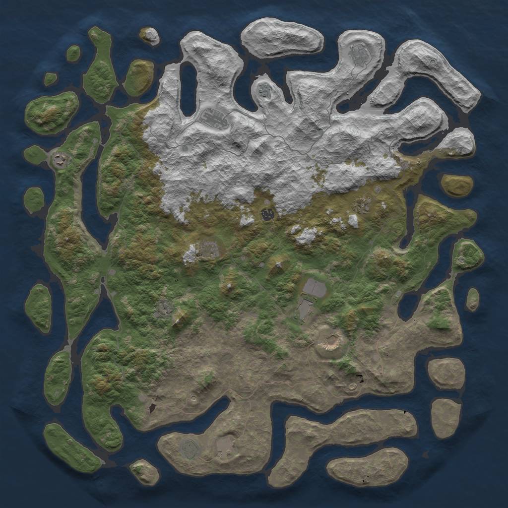 Rust Map: Barren, Size: 6000, Seed: 81903937, 14 Monuments