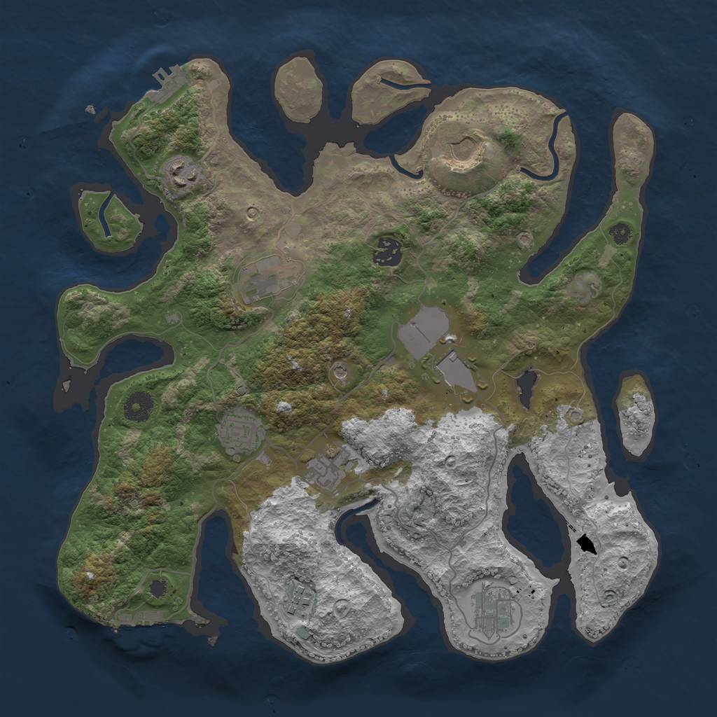 Rust Map: Procedural Map, Size: 3600, Seed: 273637, 14 Monuments