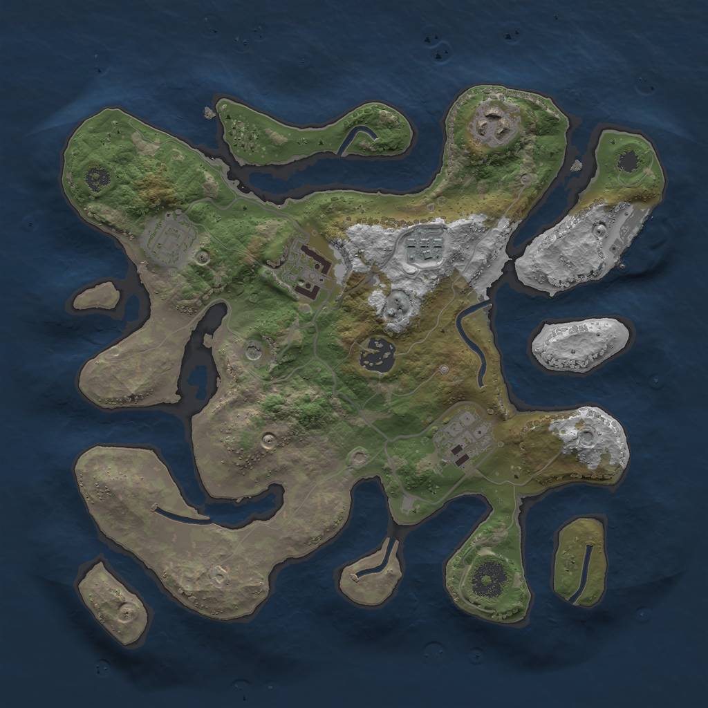 Rust Map: Procedural Map, Size: 3000, Seed: 1221646739, 10 Monuments