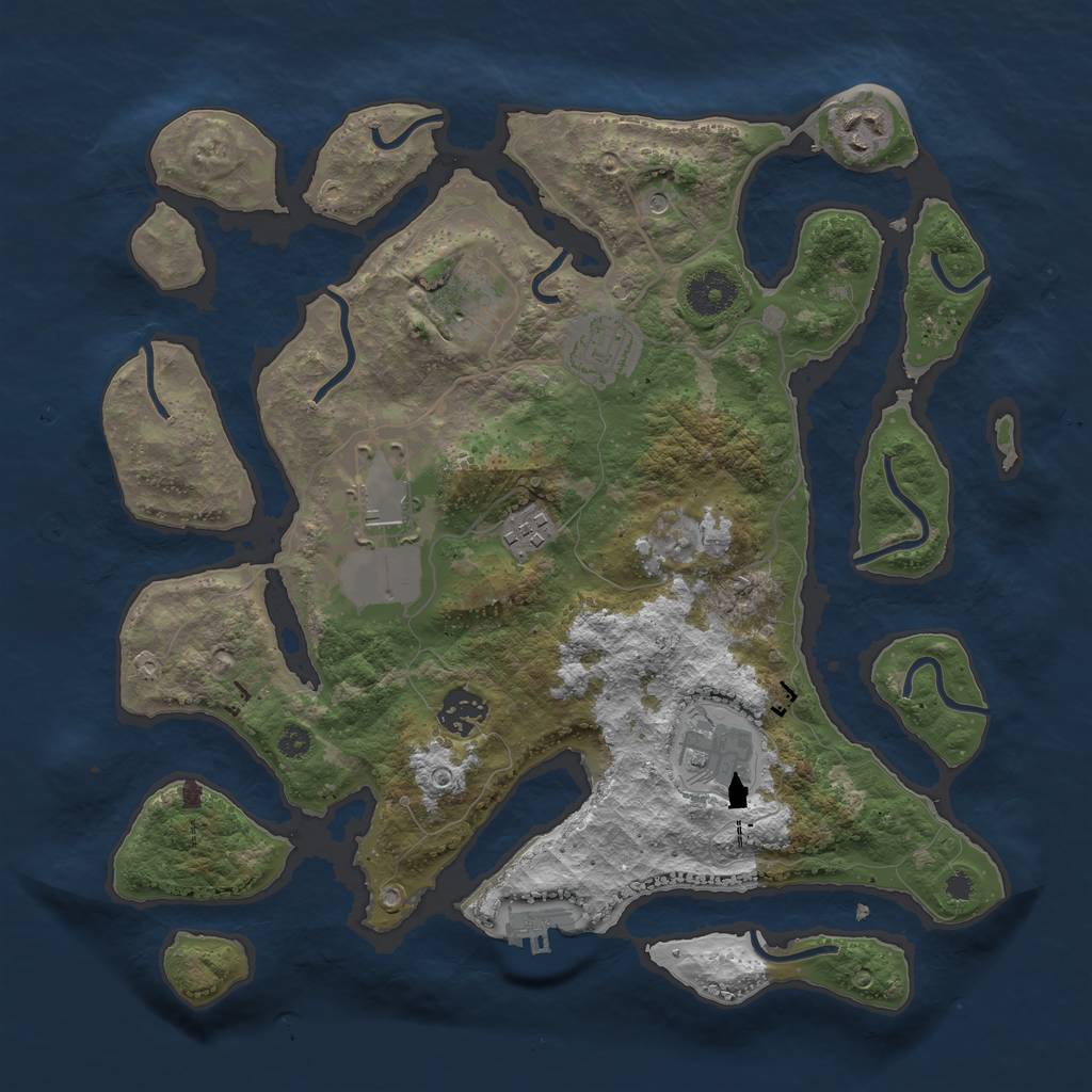 Rust Map: Procedural Map, Size: 3500, Seed: 651681, 11 Monuments