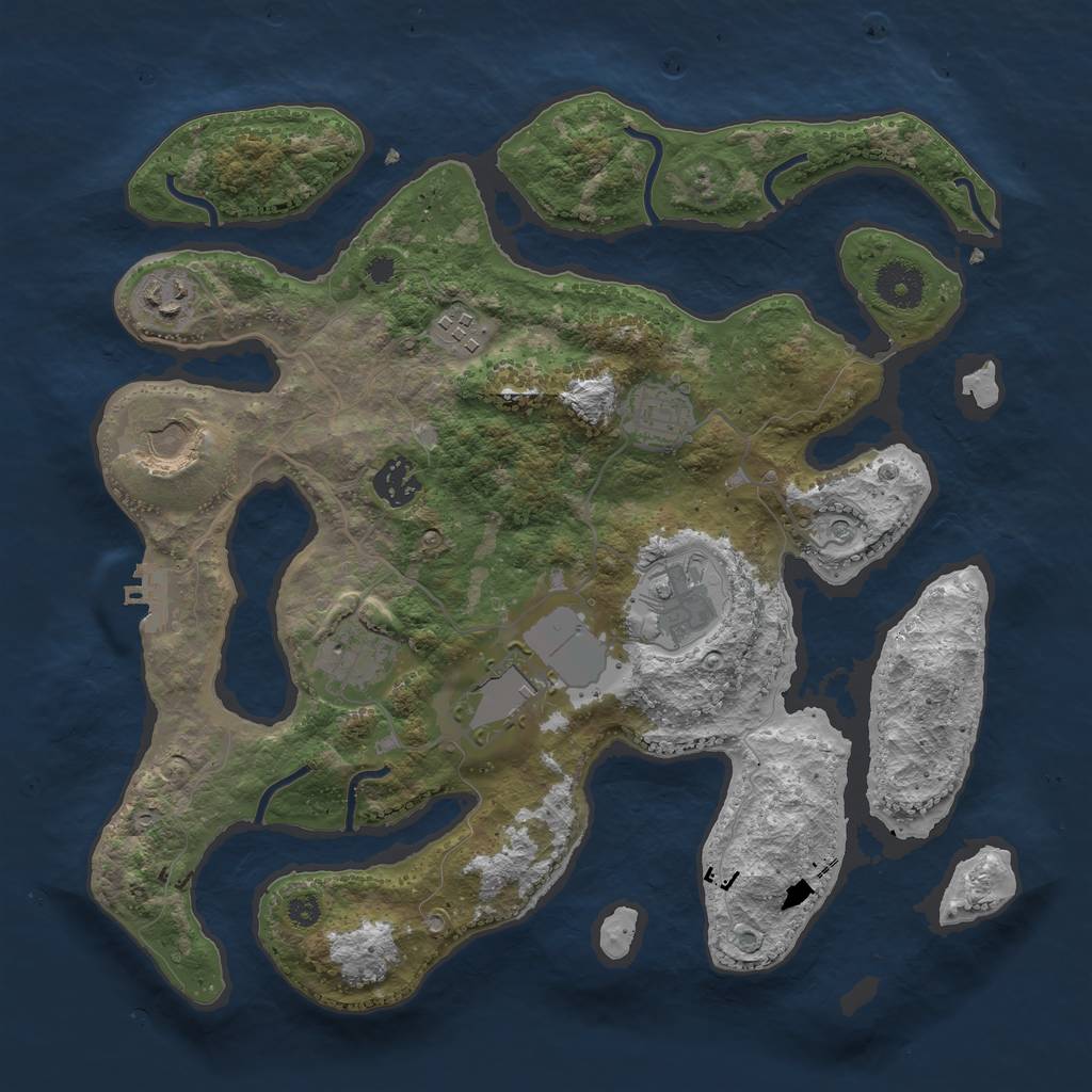 Rust Map: Procedural Map, Size: 3500, Seed: 1862, 12 Monuments