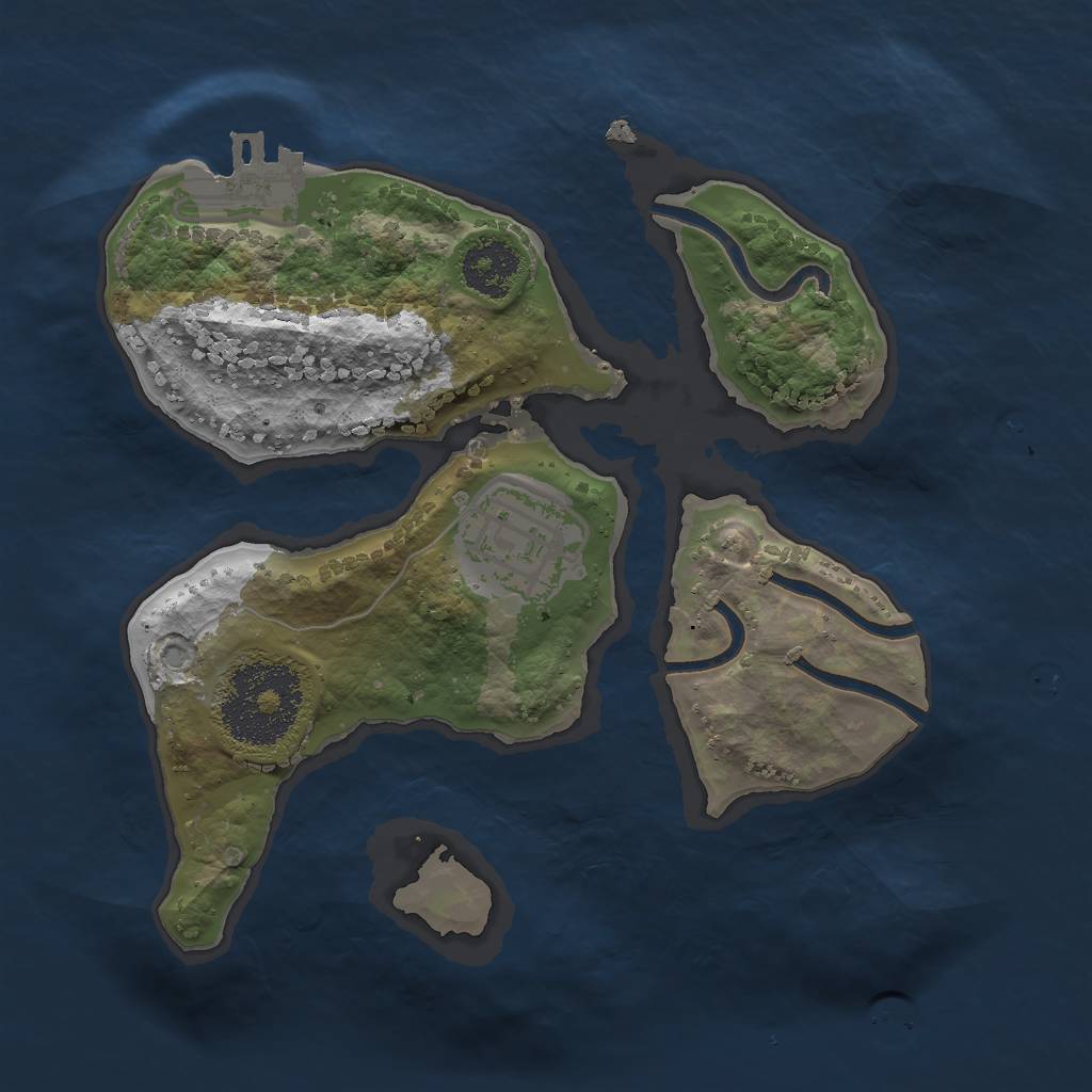 Rust Map: Procedural Map, Size: 2000, Seed: 688455, 4 Monuments