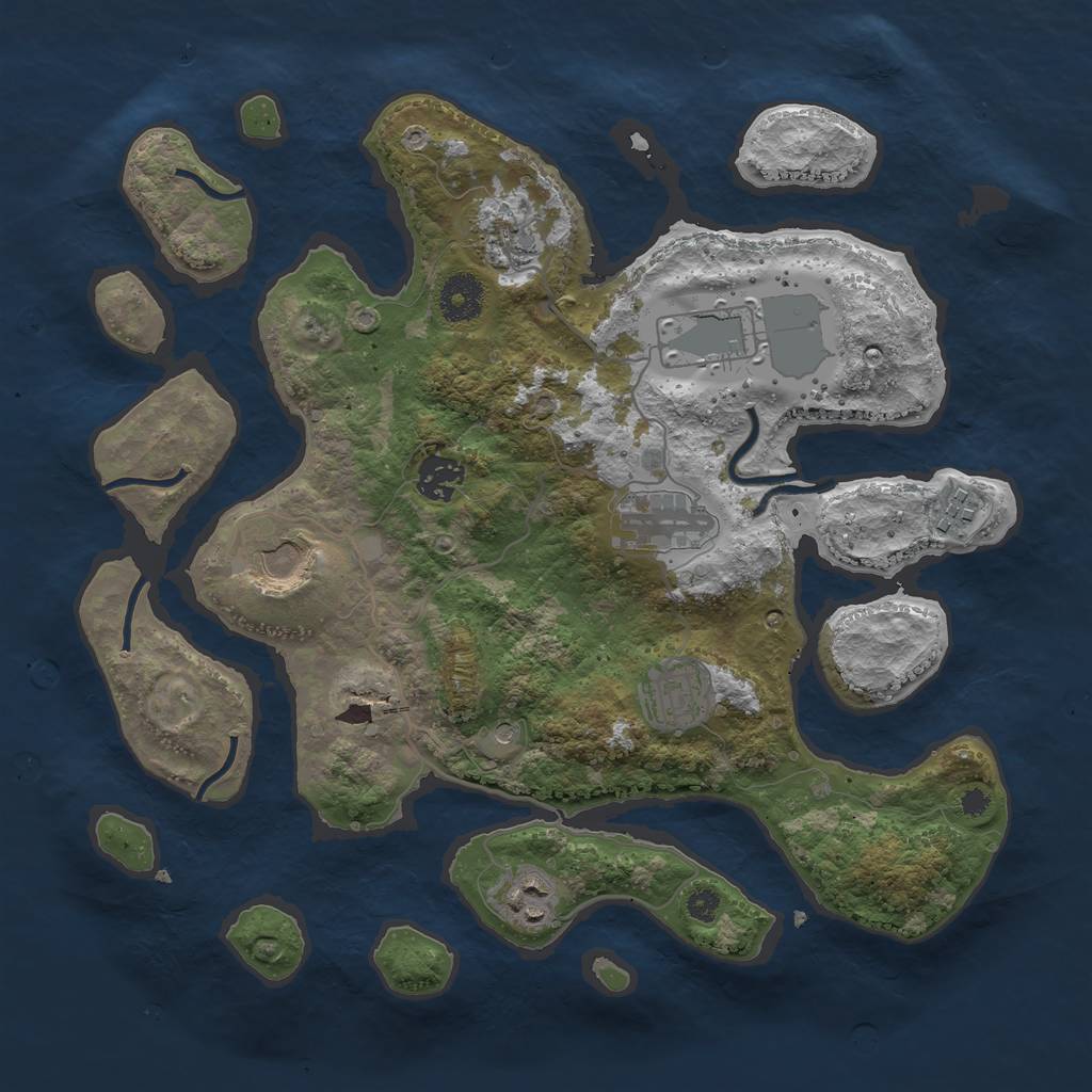 Rust Map: Procedural Map, Size: 3500, Seed: 1550710065, 11 Monuments