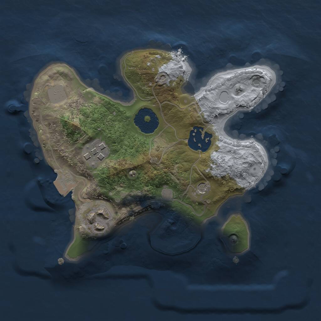 Rust Map: Procedural Map, Size: 2000, Seed: 1252632166, 5 Monuments