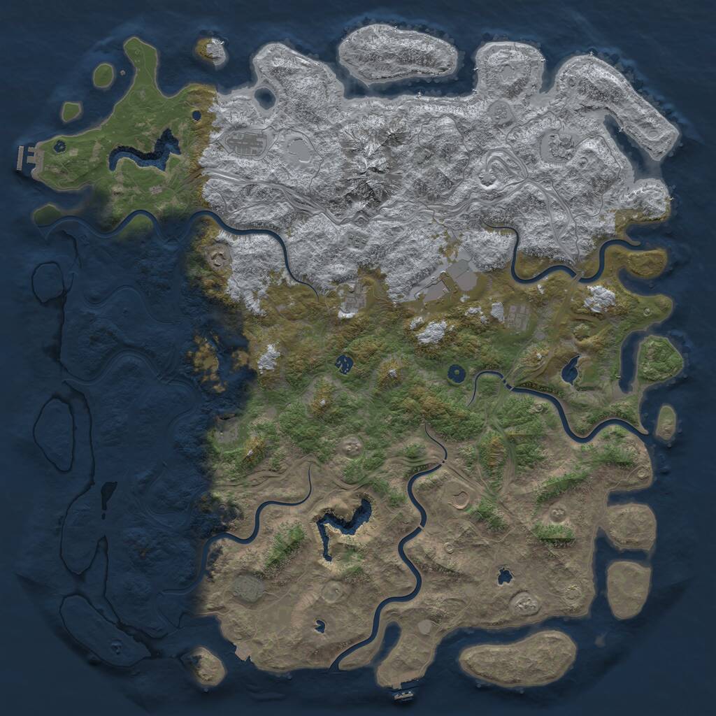 Rust Map: Procedural Map, Size: 6000, Seed: 81903937, 17 Monuments