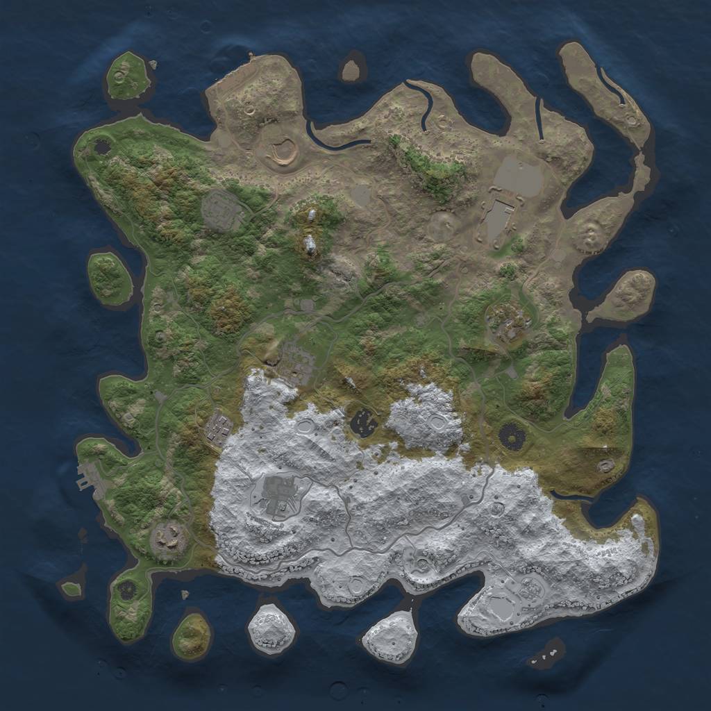 Rust Map: Procedural Map, Size: 4000, Seed: 36158, 18 Monuments