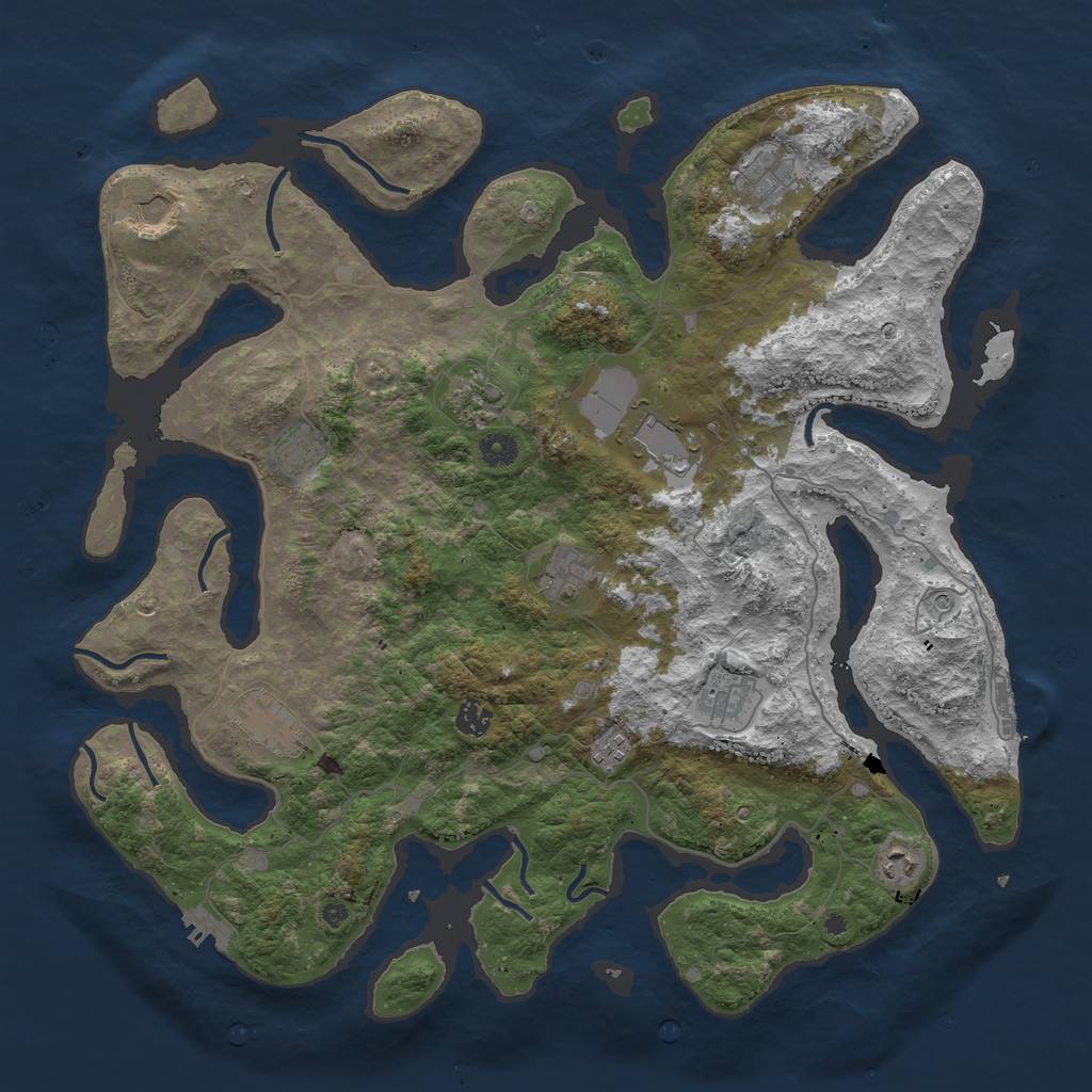 Rust Map: Procedural Map, Size: 4500, Seed: 633800685, 16 Monuments