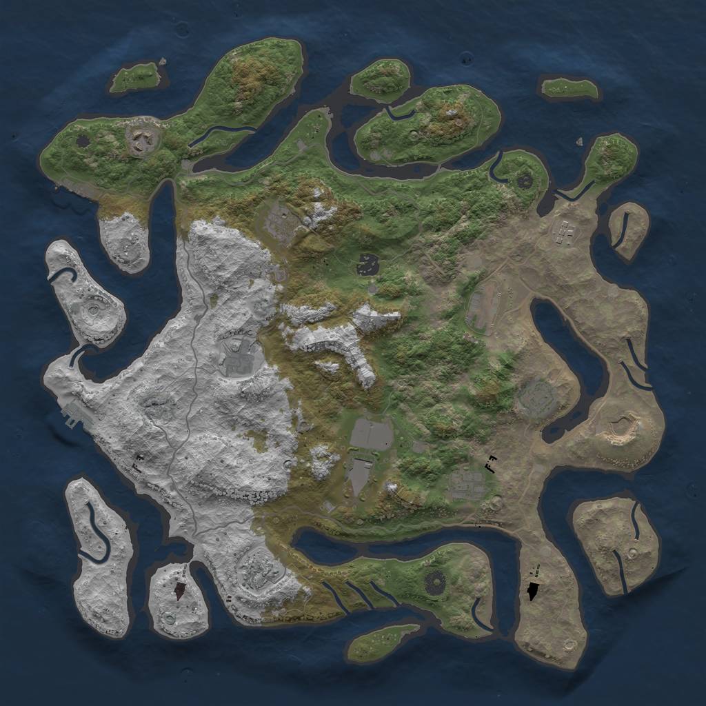 Rust Map: Procedural Map, Size: 4500, Seed: 703134, 16 Monuments