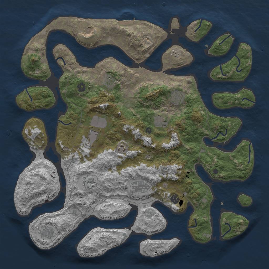 Rust Map: Procedural Map, Size: 4500, Seed: 517051, 15 Monuments