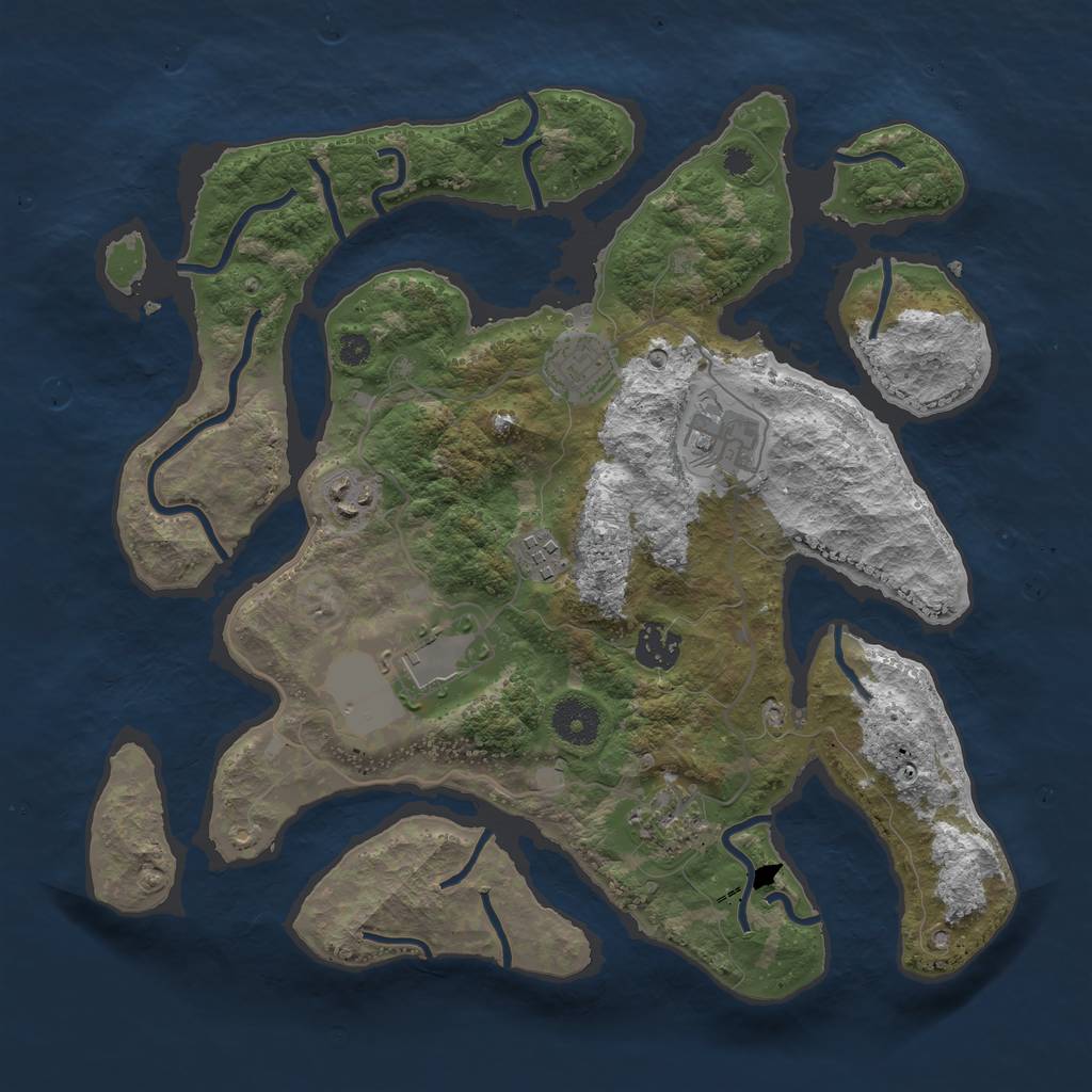 Rust Map: Procedural Map, Size: 3500, Seed: 611445, 9 Monuments