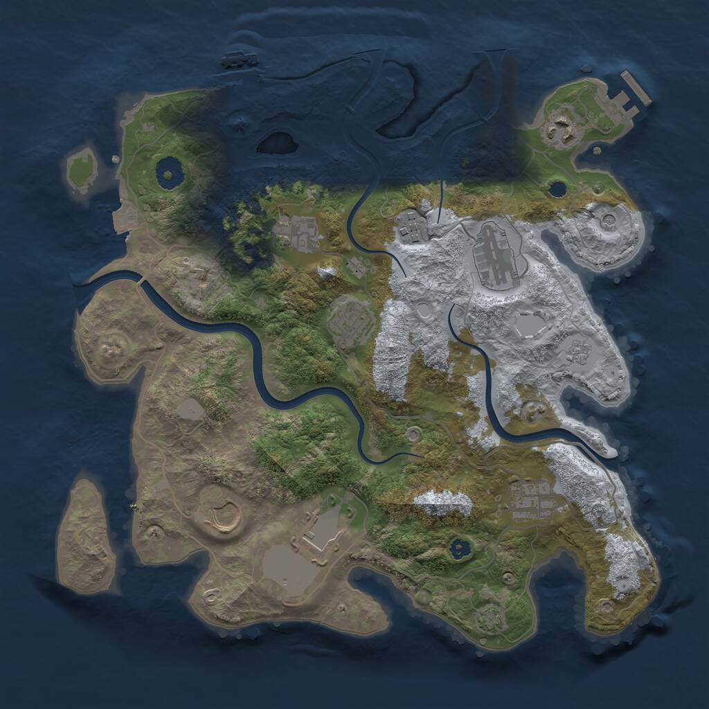 Rust Map: Procedural Map, Size: 3500, Seed: 611445, 14 Monuments