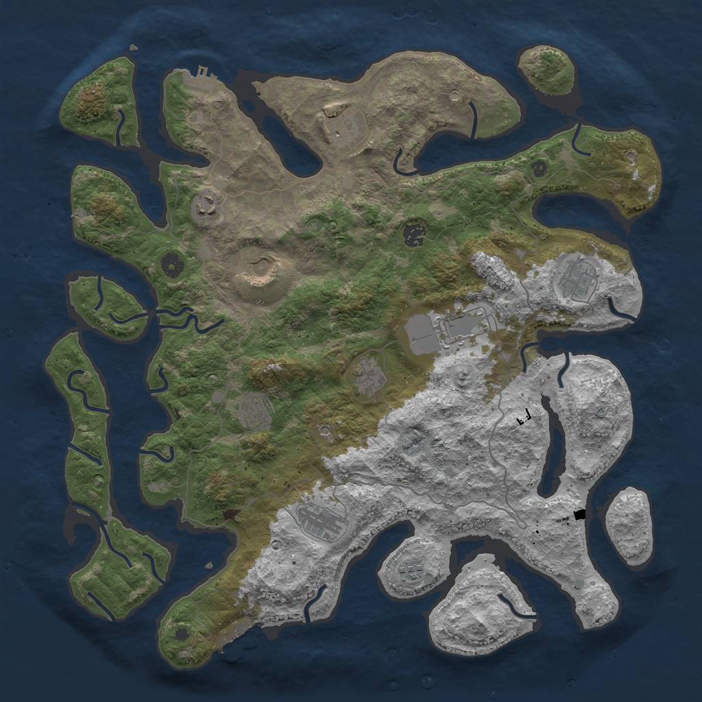 Rust Map: Procedural Map, Size: 4500, Seed: 225297, 15 Monuments
