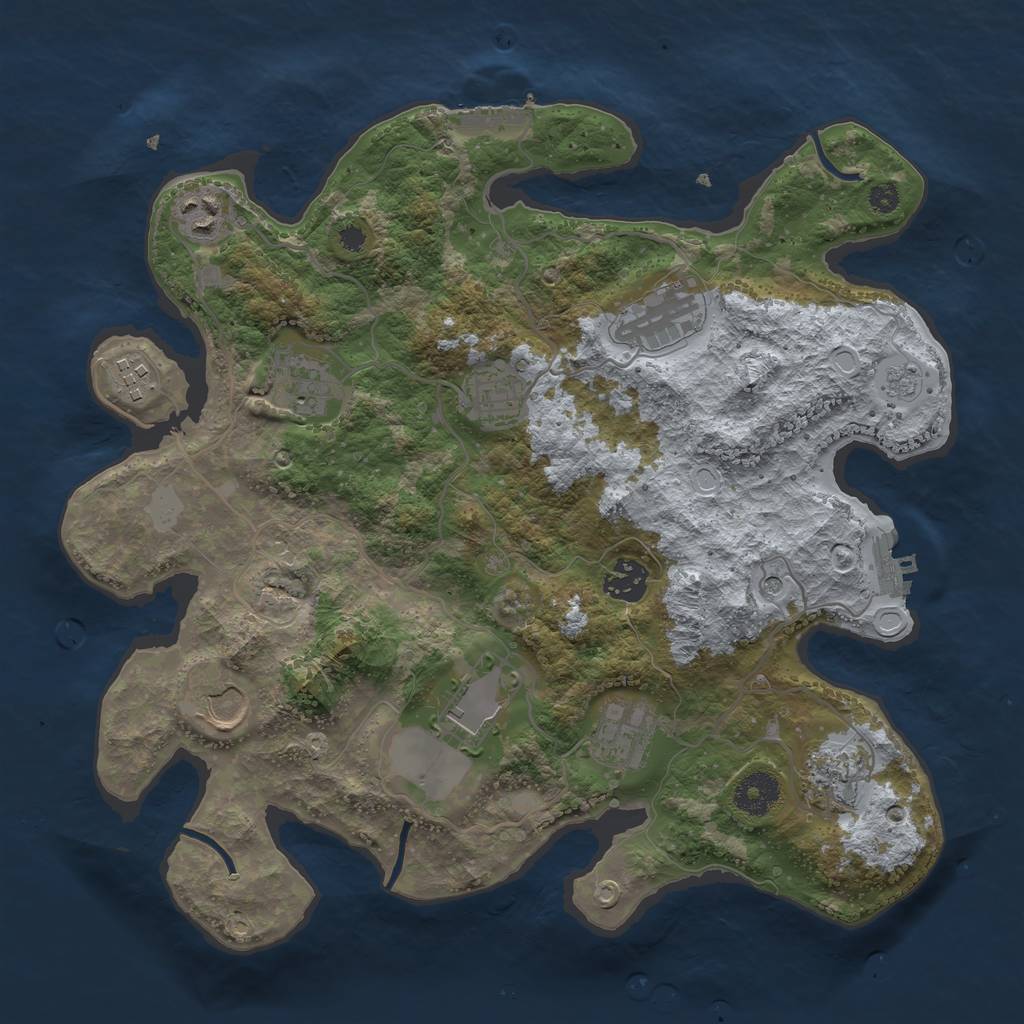 Rust Map: Procedural Map, Size: 3500, Seed: 1111, 19 Monuments