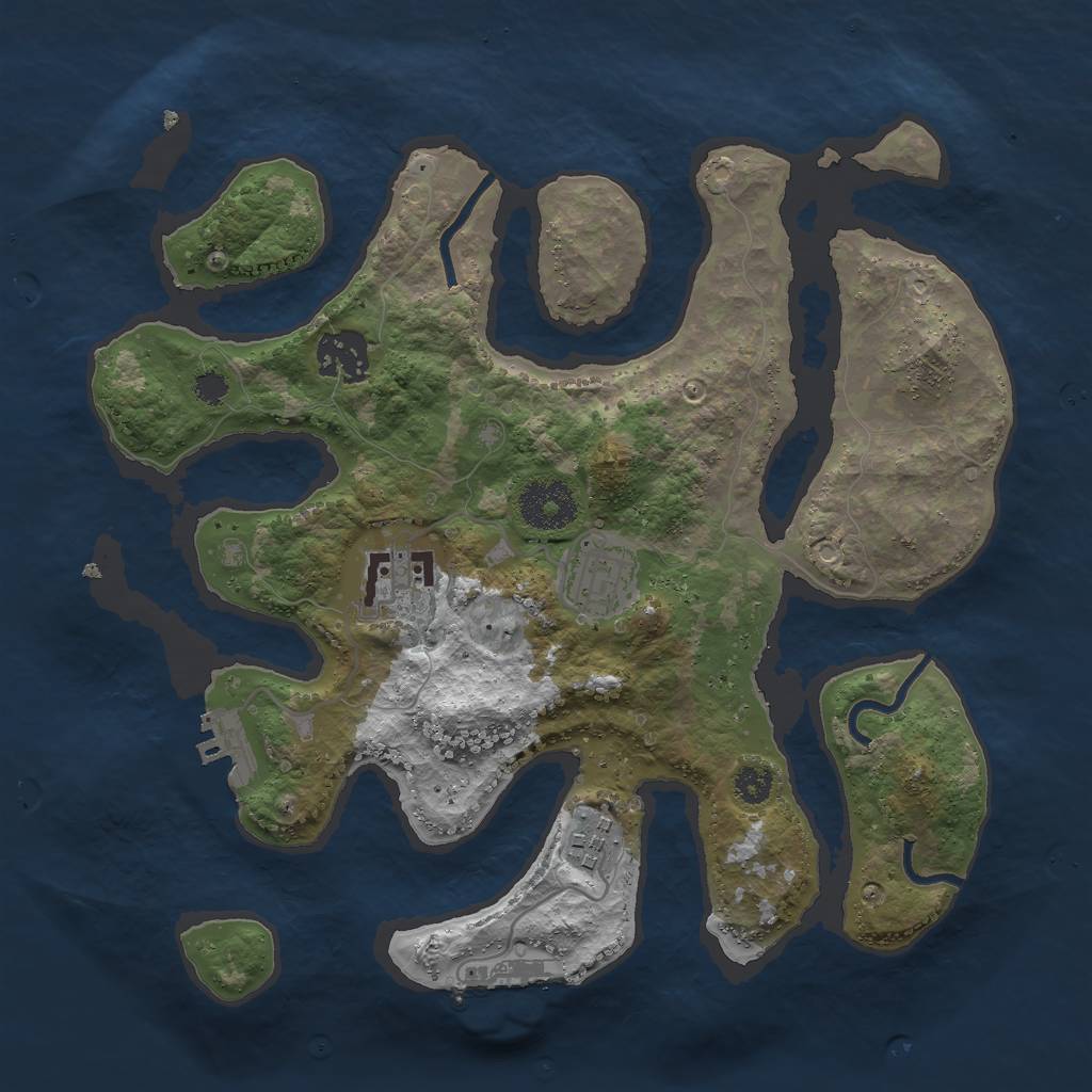 Rust Map: Procedural Map, Size: 3000, Seed: 1181671878, 8 Monuments