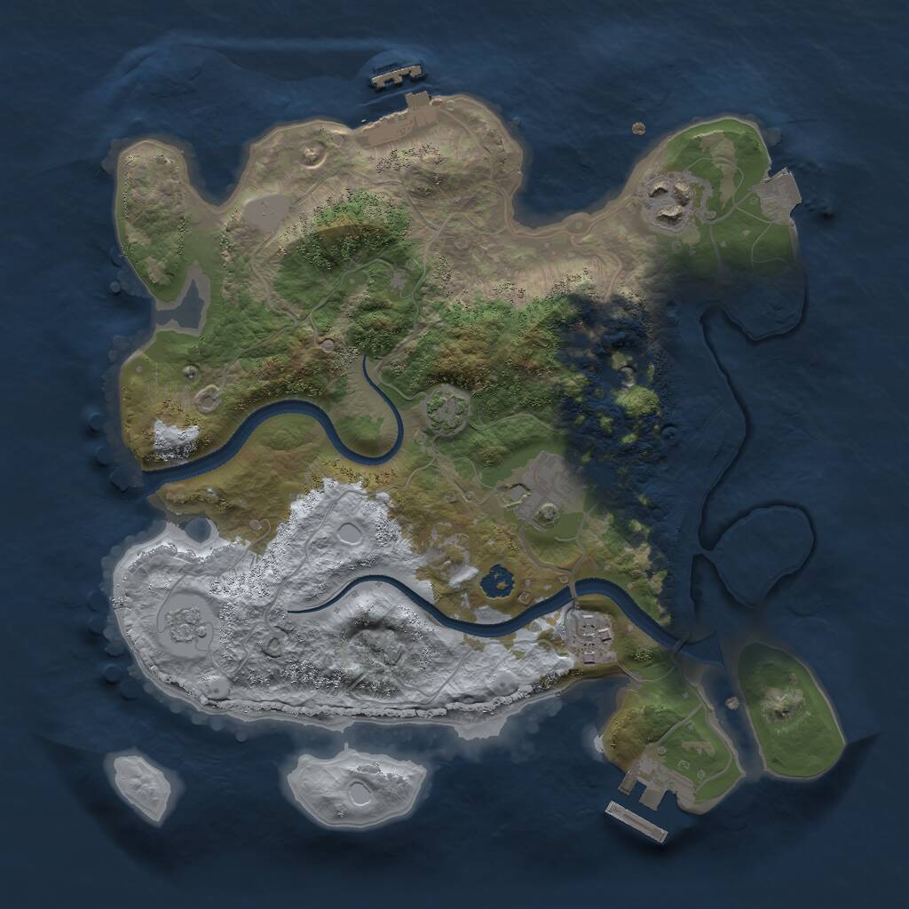 Rust Map: Procedural Map, Size: 2800, Seed: 500, 9 Monuments