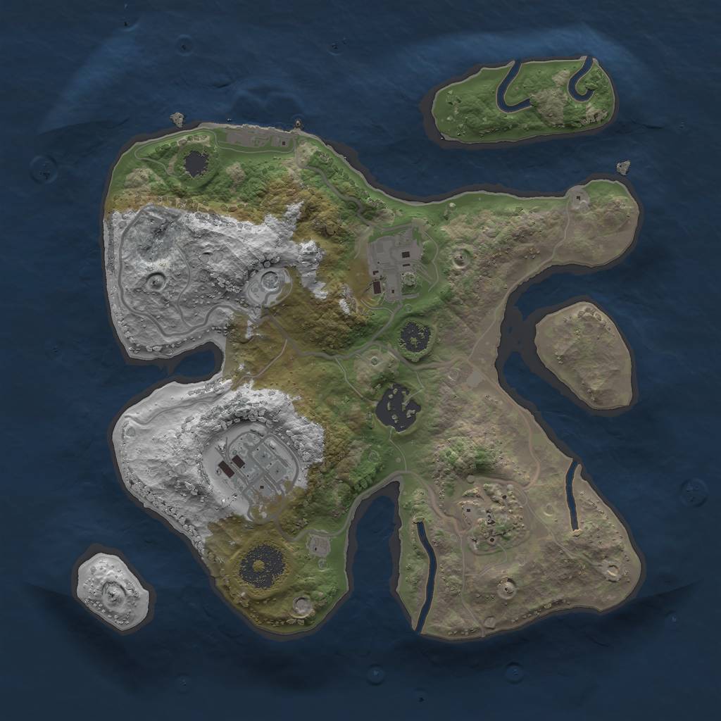 Rust Map: Procedural Map, Size: 2500, Seed: 1268835820, 8 Monuments