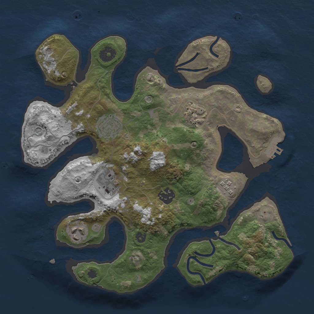 Rust Map: Procedural Map, Size: 3000, Seed: 2145667611, 10 Monuments