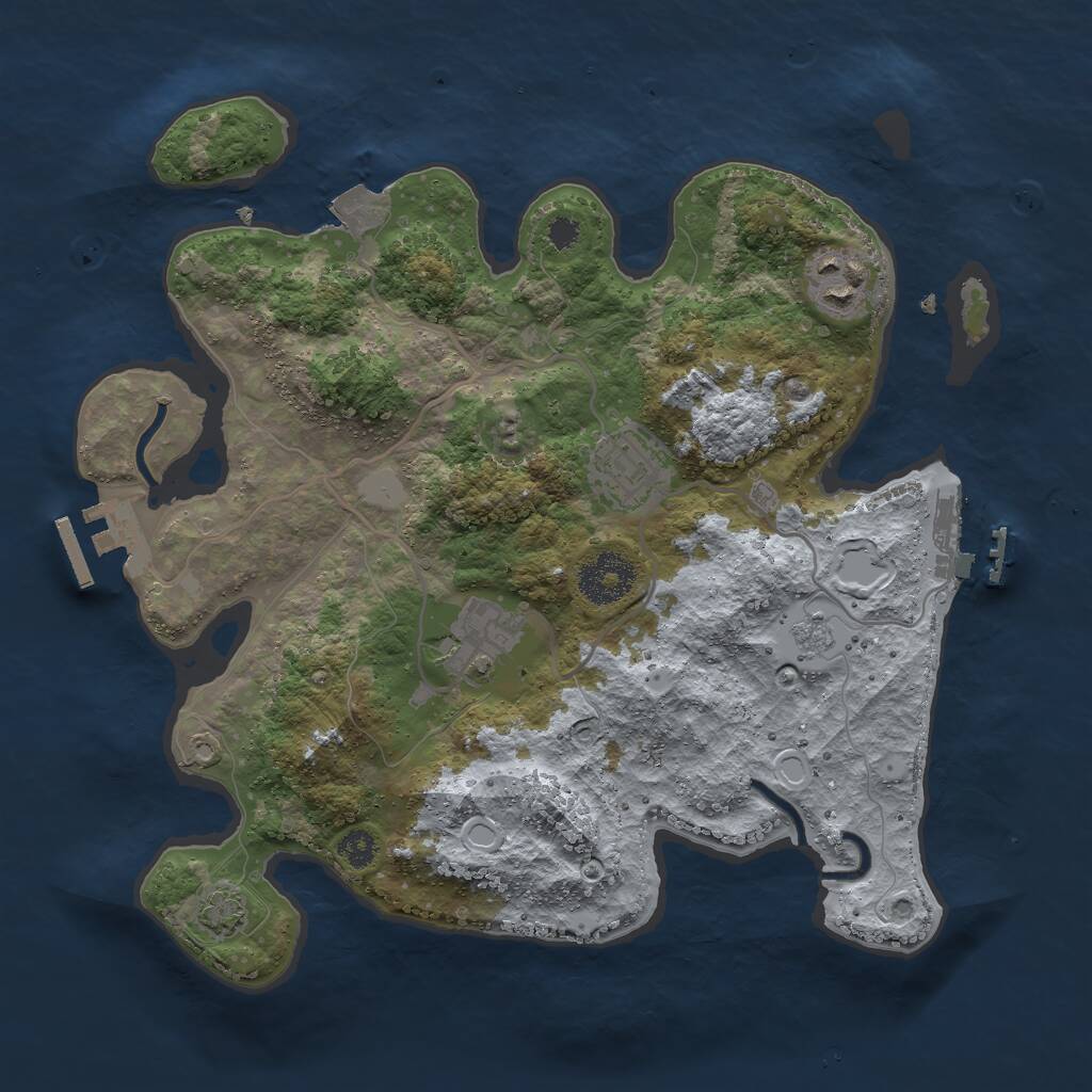 Rust Map: Procedural Map, Size: 3000, Seed: 1214232476, 8 Monuments