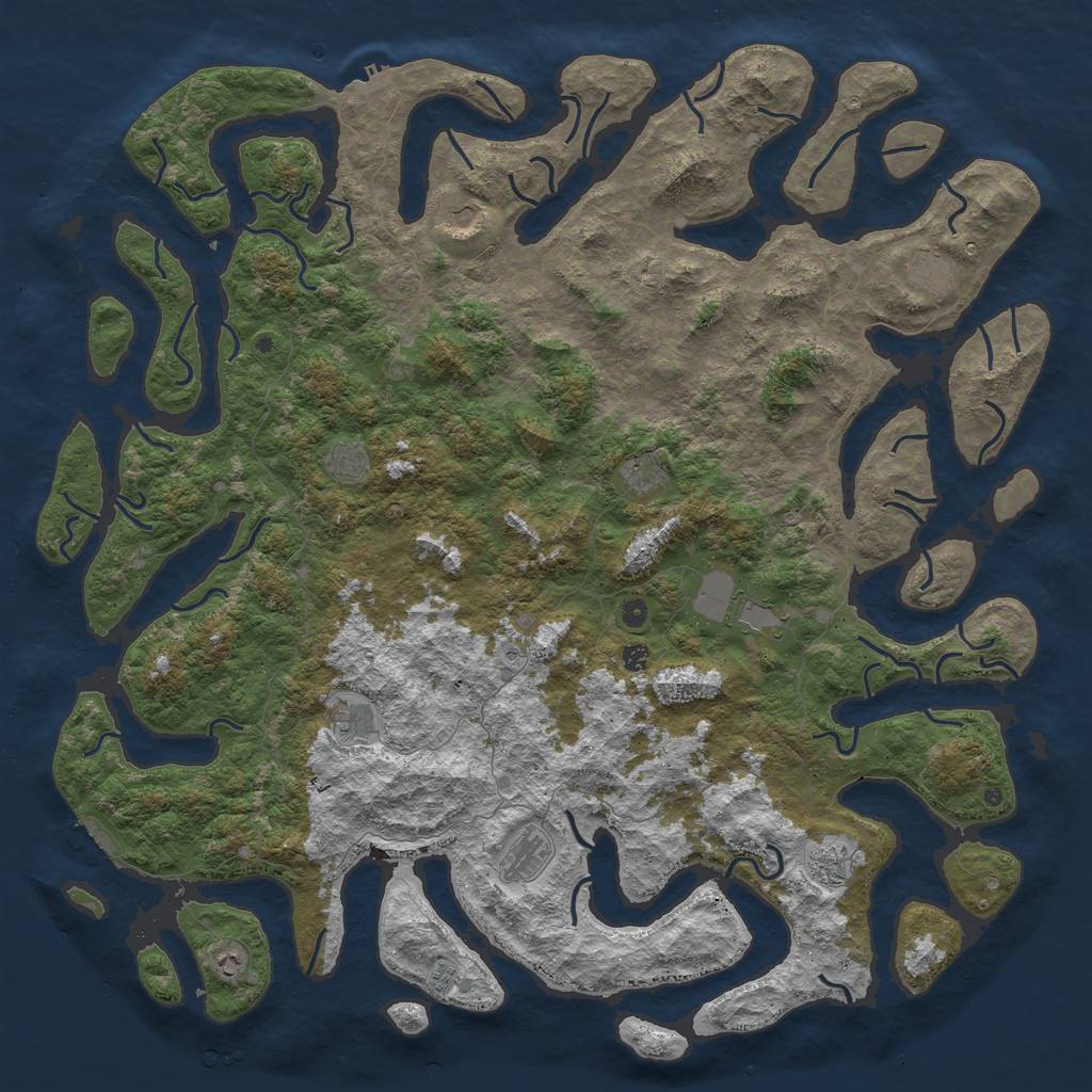 Rust Map: Procedural Map, Size: 6000, Seed: 2125990725, 16 Monuments