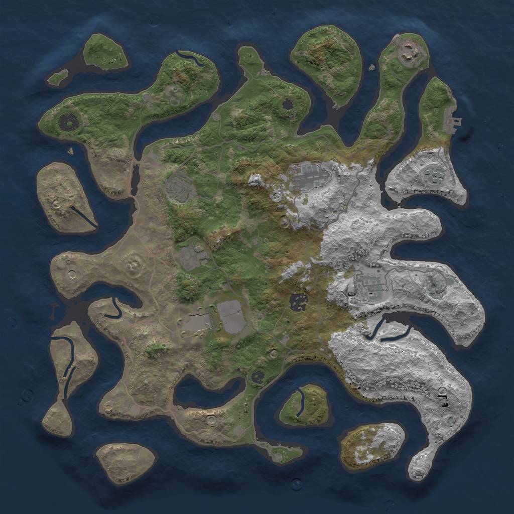 Rust Map: Procedural Map, Size: 4000, Seed: 3654, 12 Monuments