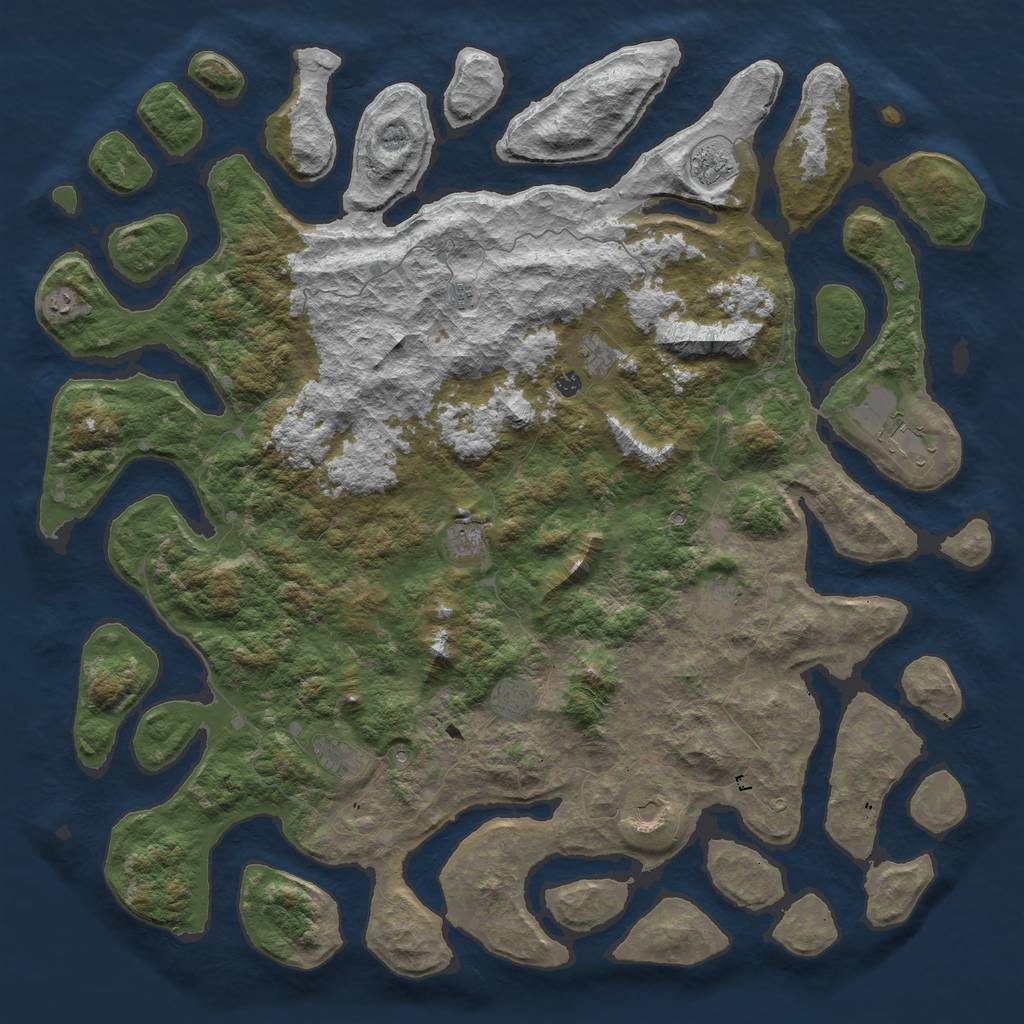 Rust Map: Barren, Size: 6000, Seed: 3286225, 14 Monuments