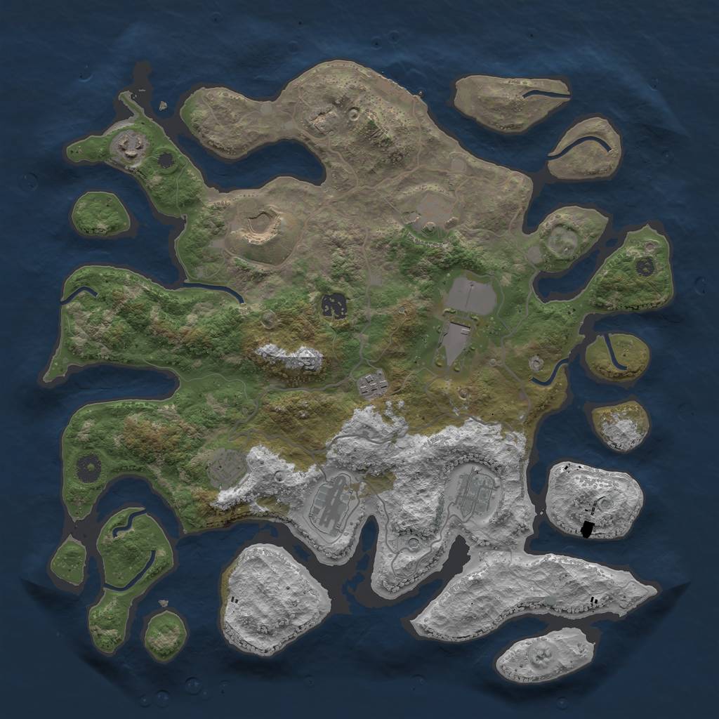 Rust Map: Procedural Map, Size: 4000, Seed: 1022448577, 13 Monuments