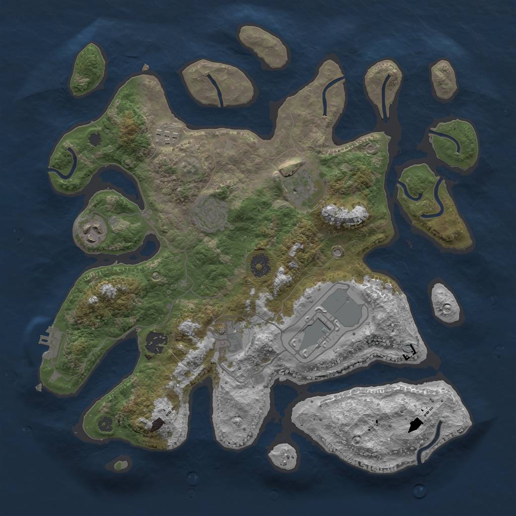 Rust Map: Procedural Map, Size: 3500, Seed: 670540558, 10 Monuments