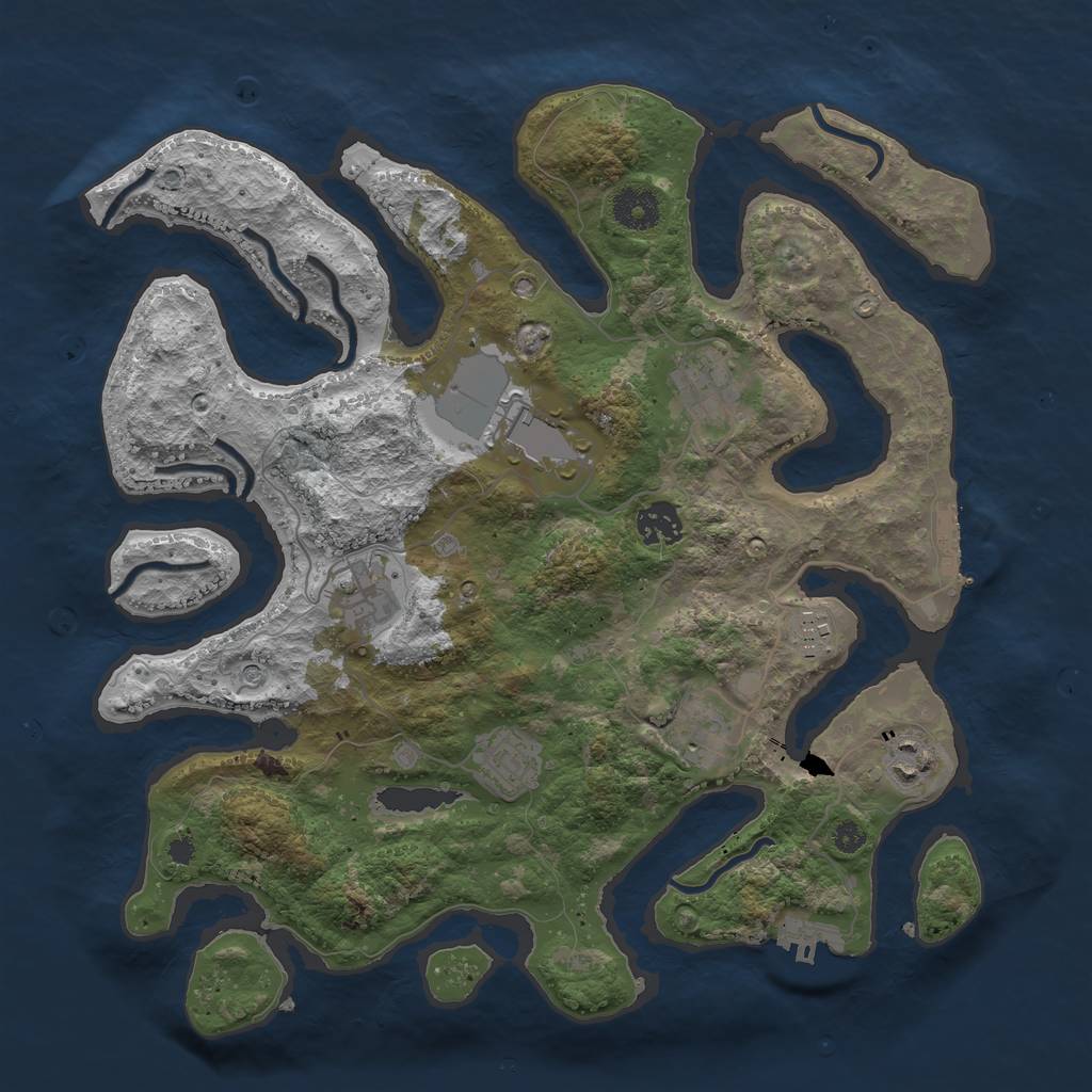 Rust Map: Procedural Map, Size: 3600, Seed: 876746573, 13 Monuments